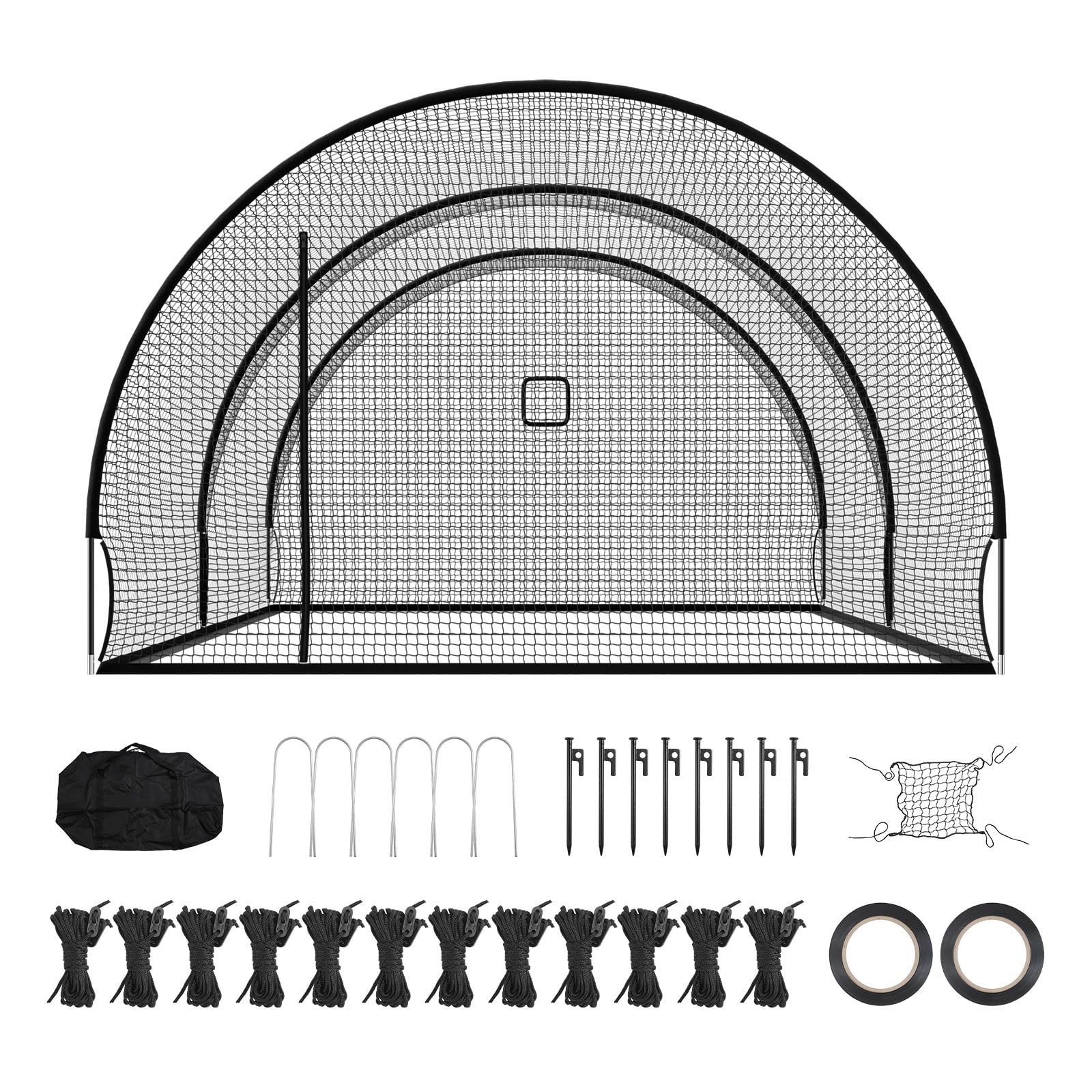 KFFKFF Portable Baseball Batting Cage, Polyester Fiberglass, 22.2×12.1×7.9 ft