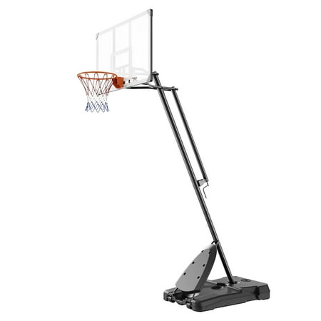 KFFKFF Portable Basketball Goal, 7.6-10 ft Adjustable Height Basketball Hoop, Kids Adults Basketball System w/ 2 Wheels, Indoor Outdoor Basketball Hoop with 54" PC shatterproof Backboard