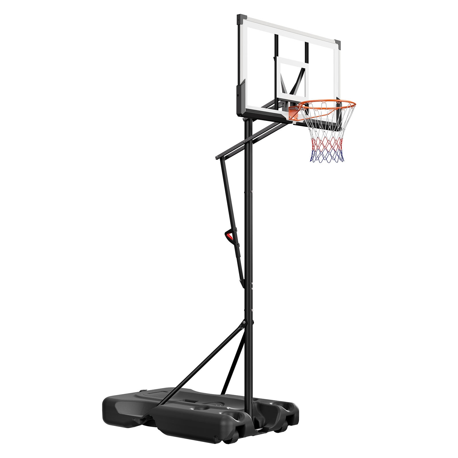 KFFKFF Portable Basketball Hoop with Adjustable Height Outdoor – 10 ft, 79.15 lbs, Red