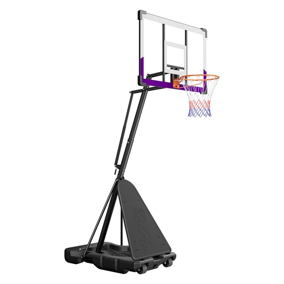 KFFKFF Portable Basketball Hoop with Adjustable Height, 10 ft Maximum, 48-inch Shatterproof Backboard for Indoor and Outdoor Play, Suitable for Kids and Adults in Schools, Parks, and Home Use