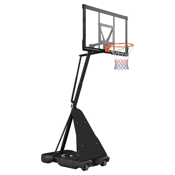 KFFKFF Portable Basketball Hoop with Adjustable Height, 10 ft Maximum, Outdoor Basketball System with 50-inch Backboard for Kids and Adults, Suitable for Schools, Parks, and Indoor or Outdoor Play