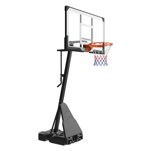 KFFKFF Portable Basketball Stand with Adjustable Height, 7.55 to 10 ft Basketball Hoop & Goal, Outdoor Basketball System with 54-inch PC Backboard for Kids and Adults, Suitable for Schools and Parks