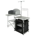thumbnail image 1 of KFFKFF Portable Camp Kitchen, Collapsible Outdoor Chef Station with Storage Bag, Metal Prep Area, Single Cabinet & Removable Wind Guard, Easy Assembly for Camping, Barbecues, RV Trips, Black, 1 of 9