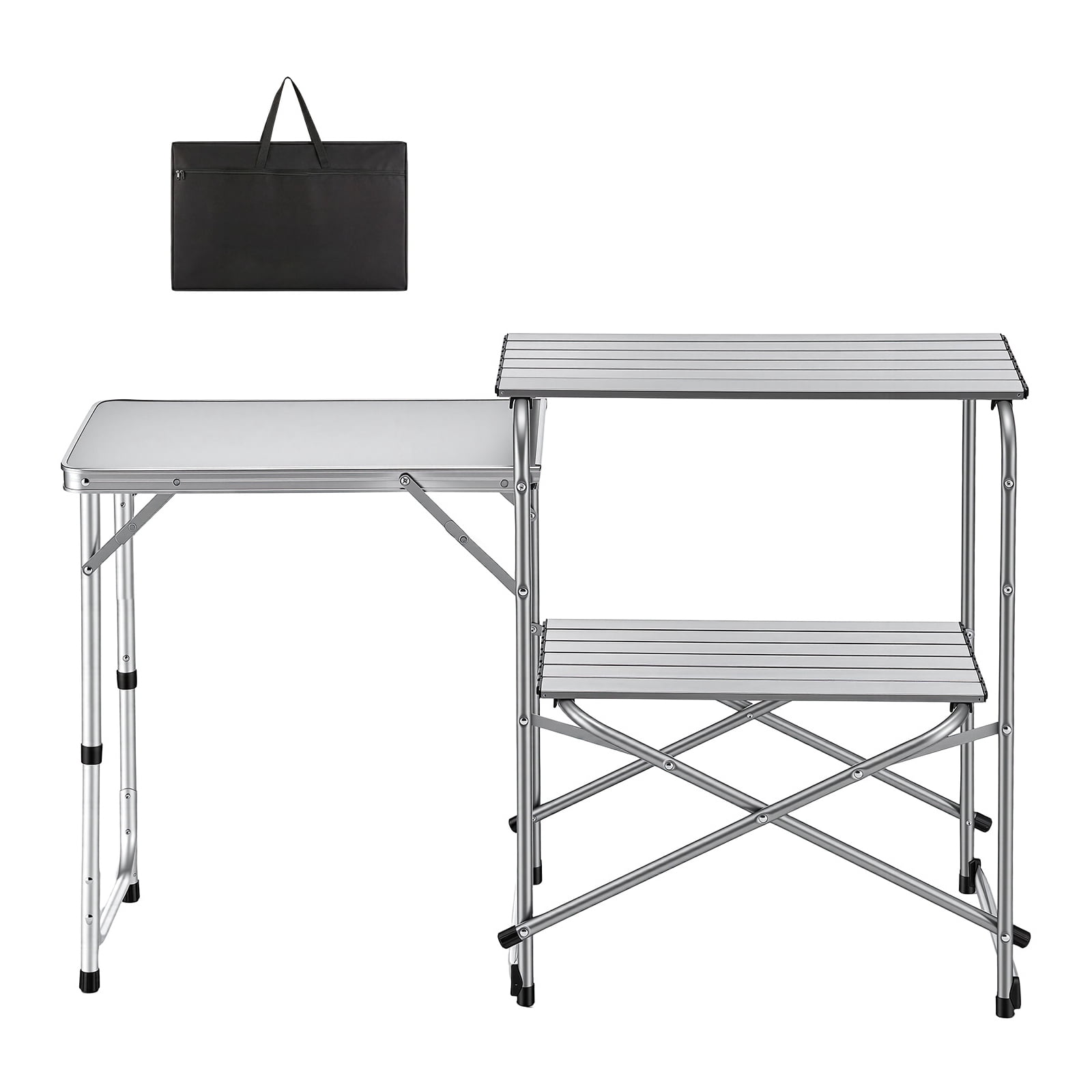 KFFKFF Portable Camping Kitchen Table with Foldable Design, Heat-Resistant Surface, Side Table, and Carry Bag, Perfect for Outdoor Cooking, Picnics, BBQs, and RV Adventures