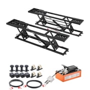 KFFKFF Portable Car Lift, 5000 lbs Capacity, Durable Quick Lift with 25.6" Max Height, Pneumatic Pump, Wheels, 4 Rubber Pads & 4 Lifting Columns