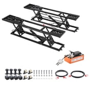 KFFKFF Portable Car Lift, 7000 lbs Capacity, Durable Steel Construction with 26.8" Max Height, Pneumatic Pump, Wheels, 4 Rubber Pads & 4 Lifting Columns