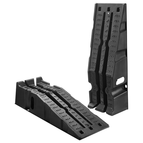 KFFKFF Portable Car Ramps, Set of 2 with 16000 lbs Load Capacity, 6.7-inch Lift Height, Durable Service Ramps for Garage Maintenance, Oil Changes, and Vehicle Repairs, Suitable for Trucks, SUVs