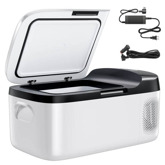 KFFKFF Portable Car Refrigerator, DC 12/24V AC100-240V Compressor Cooler, -4F to 68F Fridge with APP Control, 16 QT Freezer for RVs, Campsites, Boats, Camping, Fishing, 60W Electric Cooler