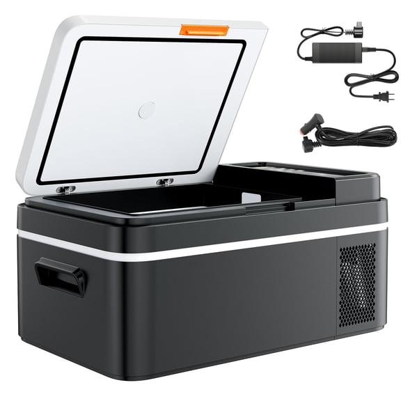 KFFKFF Portable Car Refrigerator, DC 12/24V AC100-240V Compressor Electric Cooler, Adjustable Temperature Range from -4°F to 68°F with APP Control, 21 QT Vehicle Freezer for RVs, Campsites, Boats
