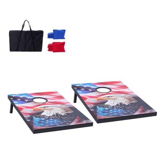 KFFKFF Portable Cornhole Set, 3x2 ft Toss Game Boards, MDF Wood Design for Indoor and Outdoor Use, Includes 8 Bean Bags and Carrying Case, Ideal for Yard, Beach, Backyard, and Camping Activities