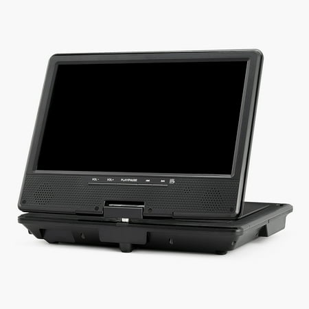 KFFKFF Portable DVD Player with 9-inch HD Rotating Screen, 4-Hour Rechargeable Battery, Dual Speakers, Compatible with TV/USB/SD Card/CD/DVD, Includes Car Charger, AC Adapter, and Remote Control