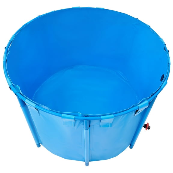 KFFKFF Portable Fish Pond, 448.8 Gal Volume, Above Ground, Collapsible PVC Koi Pool, Circular Goldfish Habitat with Robust Frame and Drain Valve, Suitable for Aquaculture, Koi Propagation
