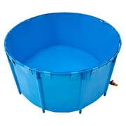 KFFKFF Portable Fish Pond, 818 Gal Volume Above Surface Fish Habitat, Collapsible PVC Koi Basin, Circular Goldfish Pool with Robust Frame and Drain Valve, Suitable for Aquaculture, Koi Propagation