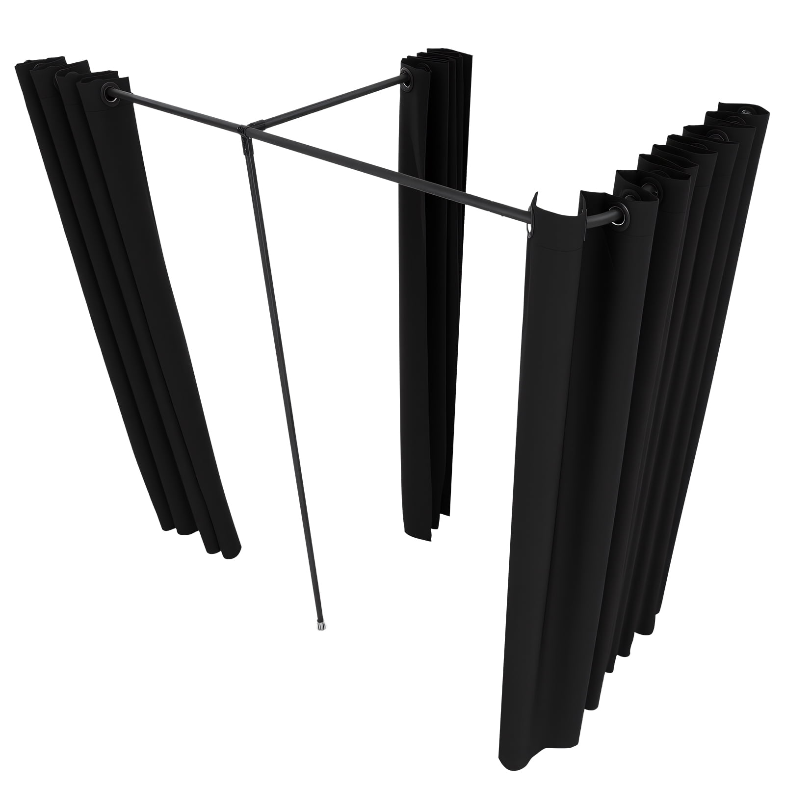 KFFKFF Portable Fitting Room with Durable Polyester Curtains, Double Changing Spaces with Divider Curtains, Ideal for Boutiques, Studios, Tailor Shops, Offices, and Malls, 79 x 39 x 79 in (Black)