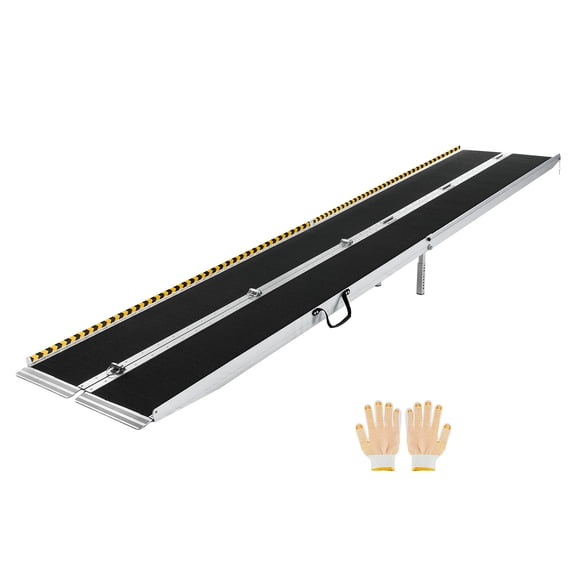 KFFKFF Portable Folding Wheelchair Ramp, 12FT, Non-Slip Aluminum Handicap Ramp with 800 lbs Capacity for Home Steps, Stairs, Entryways, Thresholds, Doorways, Scooters, and Curbs