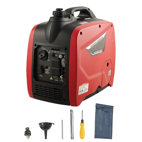 KFFKFF Portable Gas-Powered Inverter Generator, 2900W Peak Output, Quiet Operation for Home Use, Compact Design with CO Sensor, Orange/Black