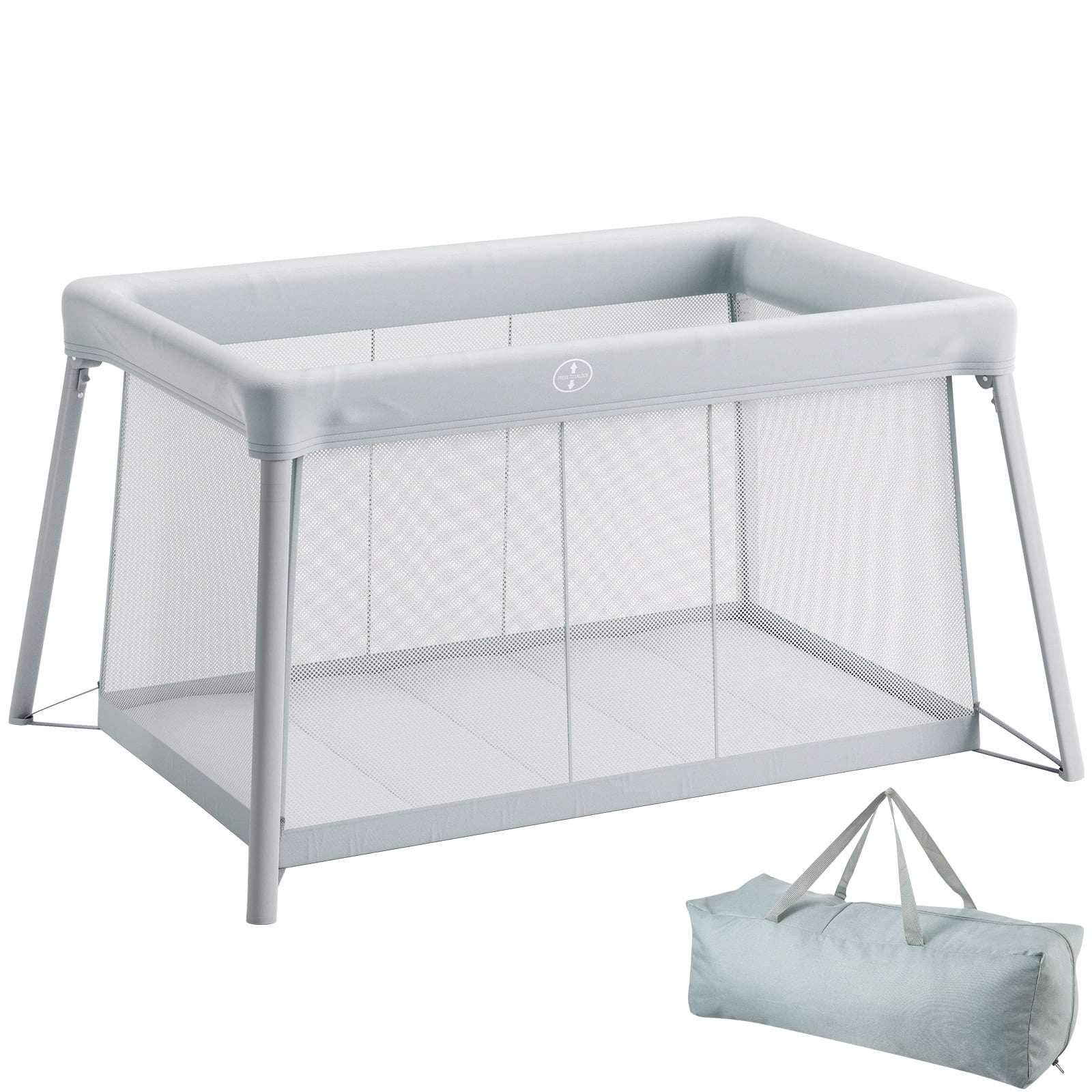 KFFKFF Portable Infant Playpen & Sleeping Cot, Includes Comfy Mattress, Breathable Mesh Sides, and Carry Bag, Foldable Design for Easy Travel, Suitable for Newborns to 3-Year-Olds, Ideal for Home