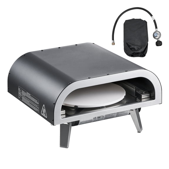 KFFKFF Portable Outdoor Pizza Oven, 12-Inch Gas Pizza Maker with Electric Rotating Plate, Durable Pizza Stone, Carrying Bag, and Propane Compatibility for Backyard, Patio, or Camping Use, Black