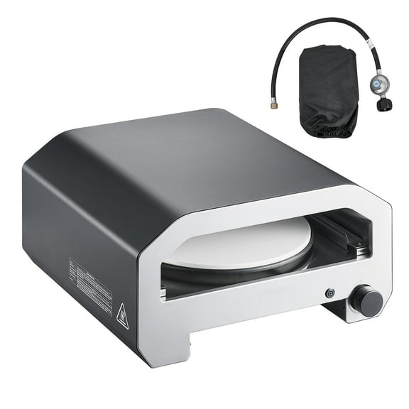 KFFKFF Portable Outdoor Pizza Oven, 16-Inch Gas Pizza Maker with Electric Rotating Plate, Durable Pizza Stone, Carrying Bag, Ideal for Backyard, Patio, and Camping Use, Black
