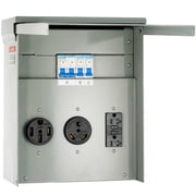 KFFKFF Portable Power Supply Unit, 125/250V, Motorhome Power Distribution Box featuring 20/30/50 Amp Socket Installed, NEMA 14-50R / NEMA TT-30R / 15A GFCI suitable for RV Camper Trailer Motorhome