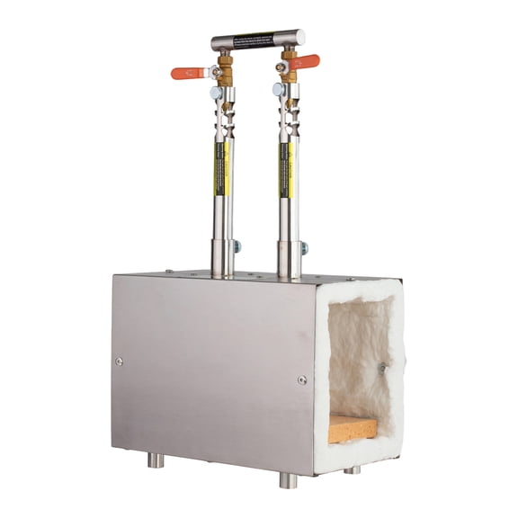 KFFKFF Portable Propane Forge with Dual Burners, 2600 Heat Capacity for Tool and Knife Crafting, Blacksmithing, and Farrier Work, Spacious Square Design, Durable Stainless Steel Construction