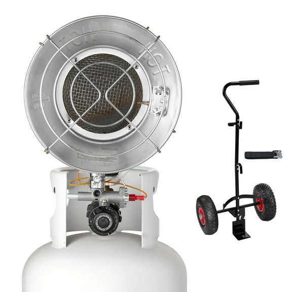 KFFKFF Portable Propane Tank Heater with Trolley, 15000 BTU Infrared Radiant Heating, Adjustable 180-Degree Single Burner for 20-40lb Tanks, Ideal for Outdoor Activities like Ice Fishing and Hunting