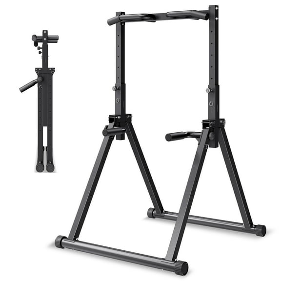 KFFKFF Portable Pull-Up Bar Station, 330LBS Capacity, Free-Standing with Sturdy Triangular Frame & Durable Steel Tubing, 9 Adjustable Height Levels for Strength Training of Arms and Back