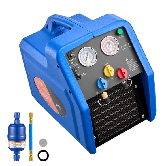 KFFKFF Portable Refrigerant Recovery Unit, 1 HP 110V 60Hz Dual Cylinder System for Liquid and Vapor Refrigerant, 1750 RPM Recycling Equipment for Automotive and Home Air Conditioning