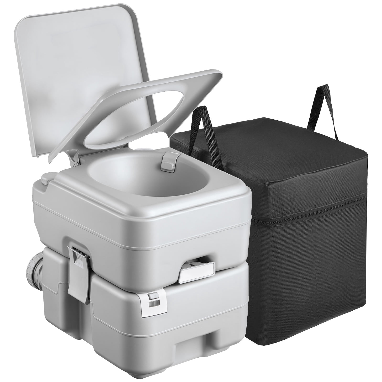 KFFKFF Portable Toilet with 5.3 Gallon Removable Waste Tank, 120 Flush Capacity, Travel-Friendly Design for Outdoor Activities, Includes Level Indicator and Carry Bag, Ideal for RVs, Camping, Hiking