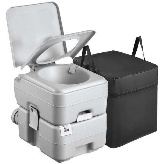 KFFKFF Portable Toilet with 5.3 Gallon Removable Waste Tank, 120 Flush Capacity, Travel-Friendly Design for Outdoor Activities, Includes Level Indicator and Carry Bag, Ideal for RVs, Camping, Hiking