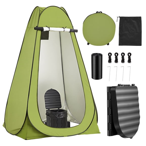 KFFKFF Portable Toilet Kit with 330 lbs Capacity, Folding Camping Toilet and Privacy Tent, Outdoor Travel Potty for Adults with Carry Bags and Trash Bags, Ideal for RV Trips, Camping, and Hiking