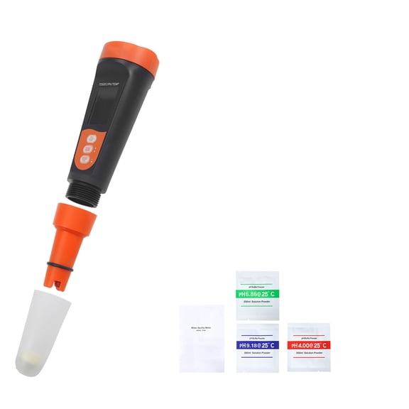 KFFKFF Portable pH Meter with Multi-Parameter Measurement, Accurate pH/EC/TDS Testing, Waterproof IP68 Probe, Compact Tester Kit with Calibration Powders, VA Display, Ideal for Water Quality Analysis