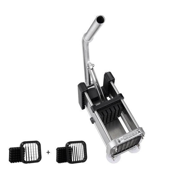 KFFKFF Potato Dicer, French Fry Maker with 1/2-Inch and 3/8-Inch Stainless Steel Cutting Blades, Hand-Operated Vegetable Chopper with Suction Cups, Ideal for Potatoes, Cucumbers,and Other Vegetables