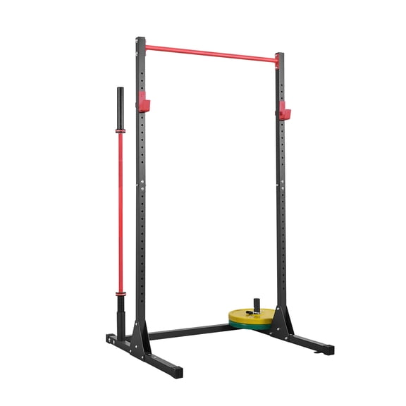 KFFKFF Power Cage Squat Rack, Versatile Workout Equipment with 28-Level Adjustable J-Hooks, 800LBS Capacity for Strength Training, Barbell Squats, Pull-Ups, and Weight Lifting at Home