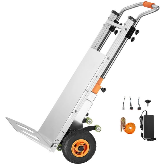 KFFKFF Powered Stair Ascending Cart, Capable of Carrying 440lbs, Comes with 157.5in Cord & Adjustable Grip, Robust Stair Ascender for Industrial Transportation, Relocating Furnishings (Silver)