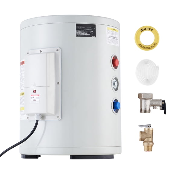KFFKFF Powered Water Warmer, 10 Gallon Capacity Instantaneous Water Warming Unit, 1.6Kw Tankless Heat Device w/ Digital Screen, Dial Regulation, IPX4 Water-Resistant Lateral Connection On-Demand