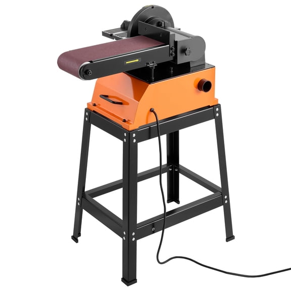 KFFKFF Professional Belt Sander with Stand, 9" Disc & 6" x 48" Belt Combo, 800W Sanding Tool with Adjustable Worktable (0 - 45°) for Woodworking, Furniture Refinishing, and Knife Sharpening