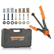 KFFKFF Professional Rivet Nut Tool, 14” Rivnut Tool Kit with 7 PCS Metric and SAE Mandrels, 70 PCS Assorted Rivet Nuts, 10-24, 1/4-20, M6, 5/16-18, M8, 3/8-16, M10, With Rugged Carrying Case