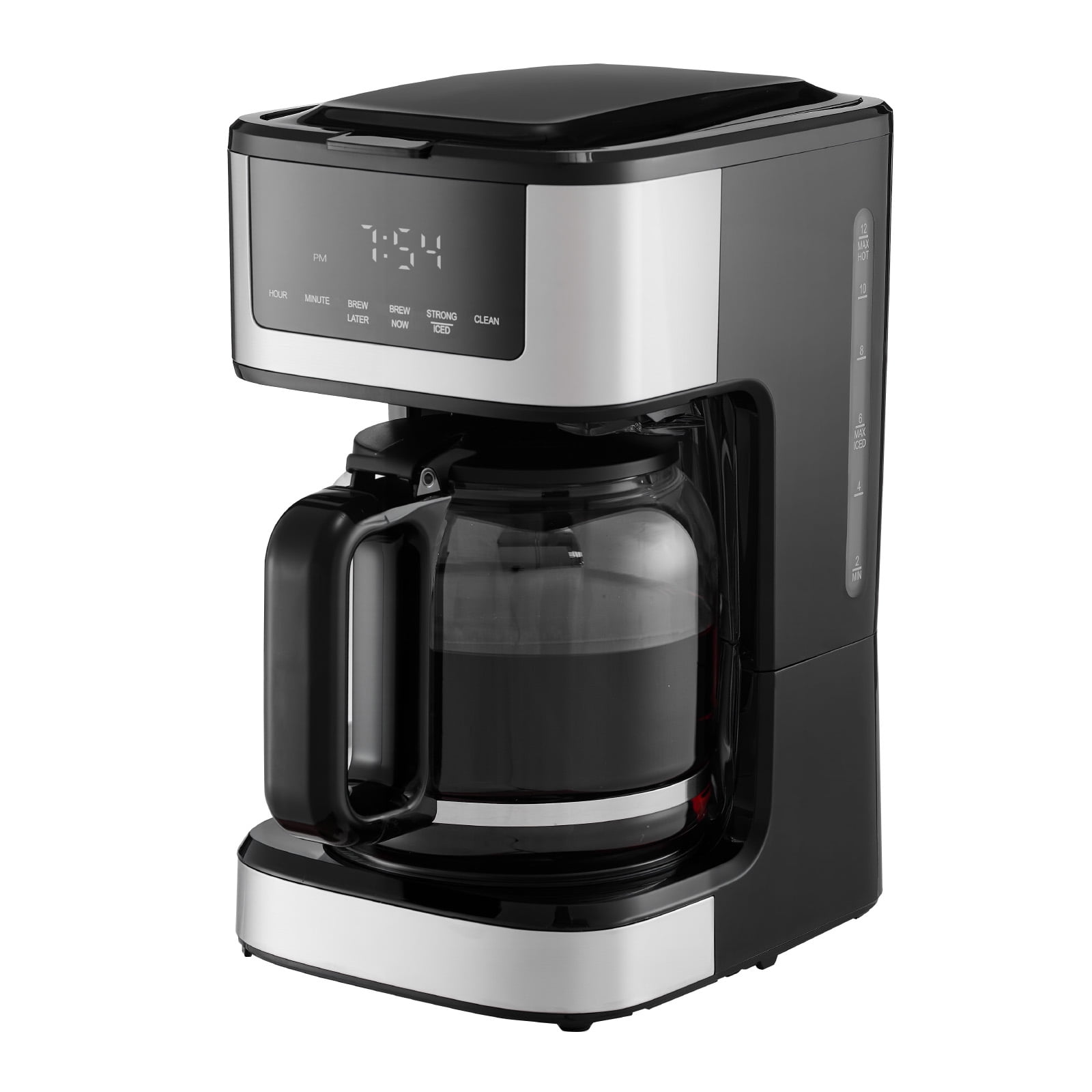 KFFKFF Programmable 12-Cup Drip Coffee Maker with Touch Screen, 4-Hour Keep Warm Function, Adjustable Brew Strength, and 24-Hour Timer for Home Use