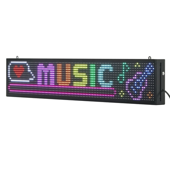 KFFKFF Programmable LED Sign, P10 Full Color Flexible Digital Scrolling Panel, Customizable Text and Graphics Display Board, Bluetooth App-Controlled Message Sign for Business Advertising, 40x8 in