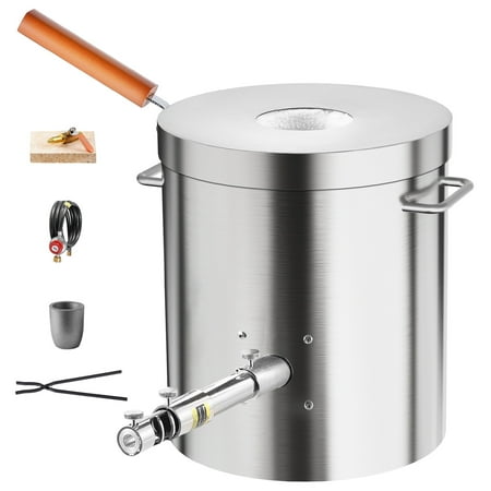KFFKFF Propane Melting Furnace Kit, 8KG/18lbs Gas Metal Fusing Furnace Kit, Domestic Foundry with Crucible, Pliers, Wooden Grip, Casting Instrument for Gold Silver Copper Aluminum Metal Reprocessing