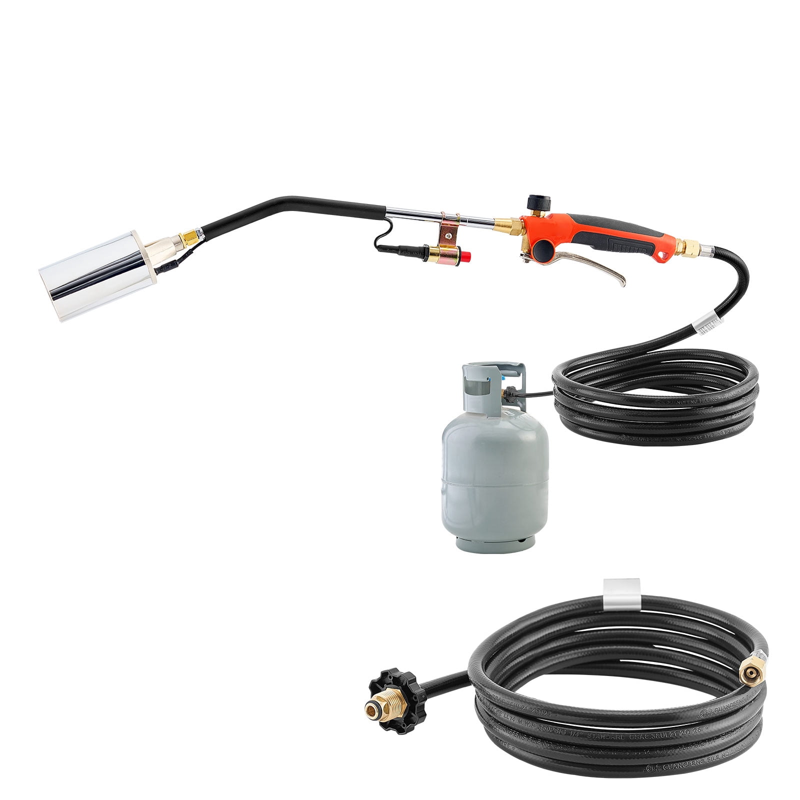 KFFKFF Propane Torch Weed Burner, 1,800,000 BTU Output with 10 ft Hose, Durable Blow Torch with Adjustable Flame and Tur
