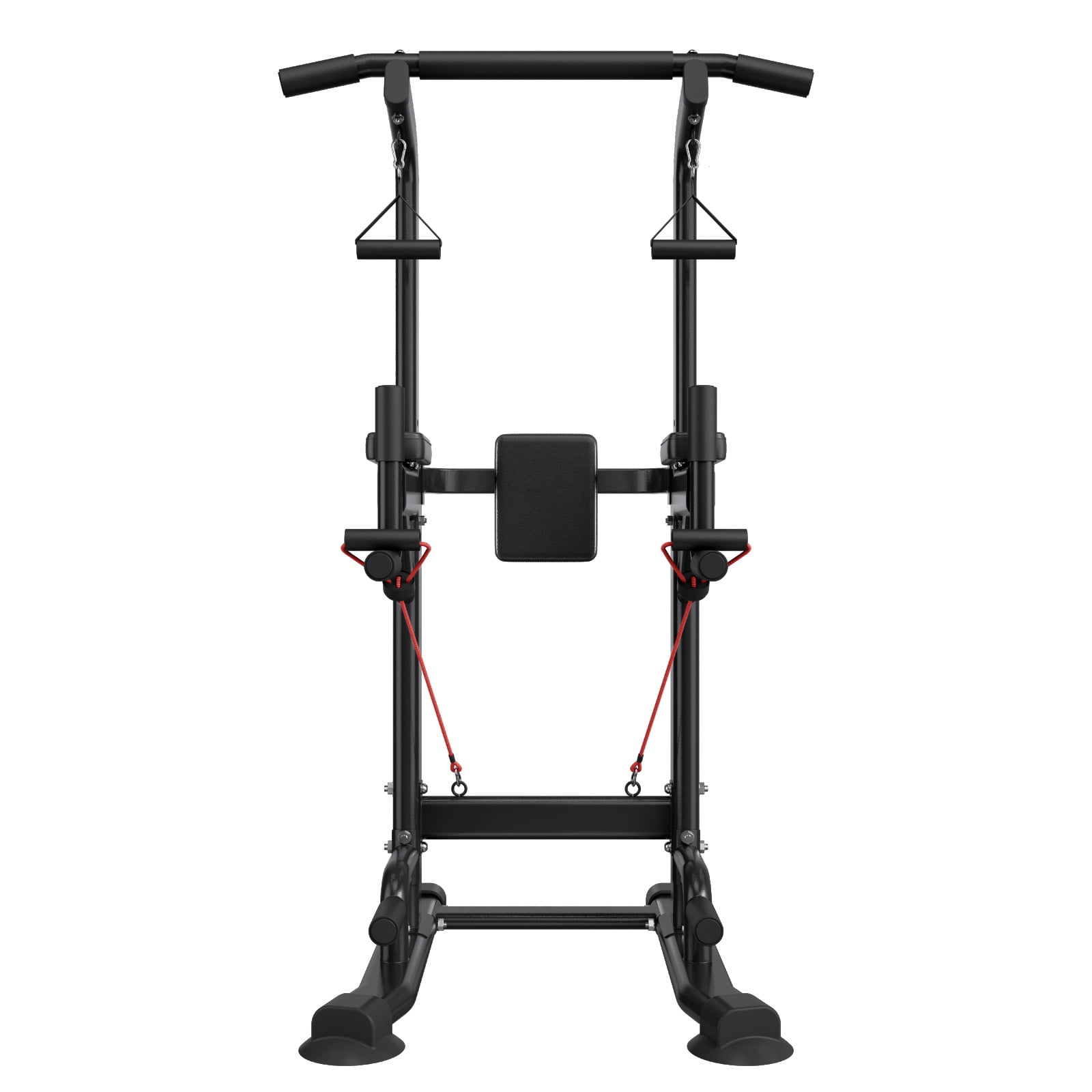 KFFKFF Pull Up Bar with 330 LBS Capacity, Power Tower Dip Station for Workouts, Free-Standing Chin-Up Bar with Stable H-Shaped Base, Adjustable 12-Level Height and 4-Level Back Pad