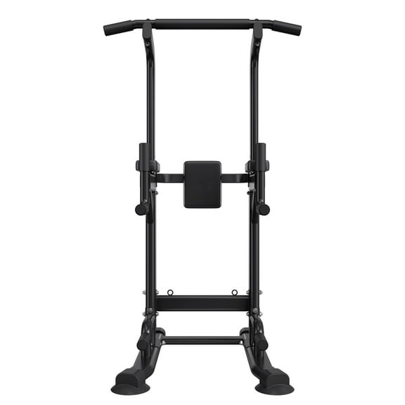 KFFKFF Pull Up Bar with 330 LBS Capacity, Power Tower Dip Station for Workouts, Sturdy H-Shaped Base & Adjustable Back Pad, 12-Level Height Chin Up Bar with 4-Level Back Pad Adjustment
