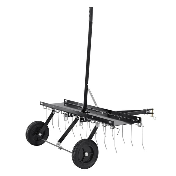 KFFKFF Tow Behind Dethatcher, 40" Lawn Dethatcher Rake with 20 Spring Steel Tines, Pull-Behind Thatch Remover for ATV and Mower