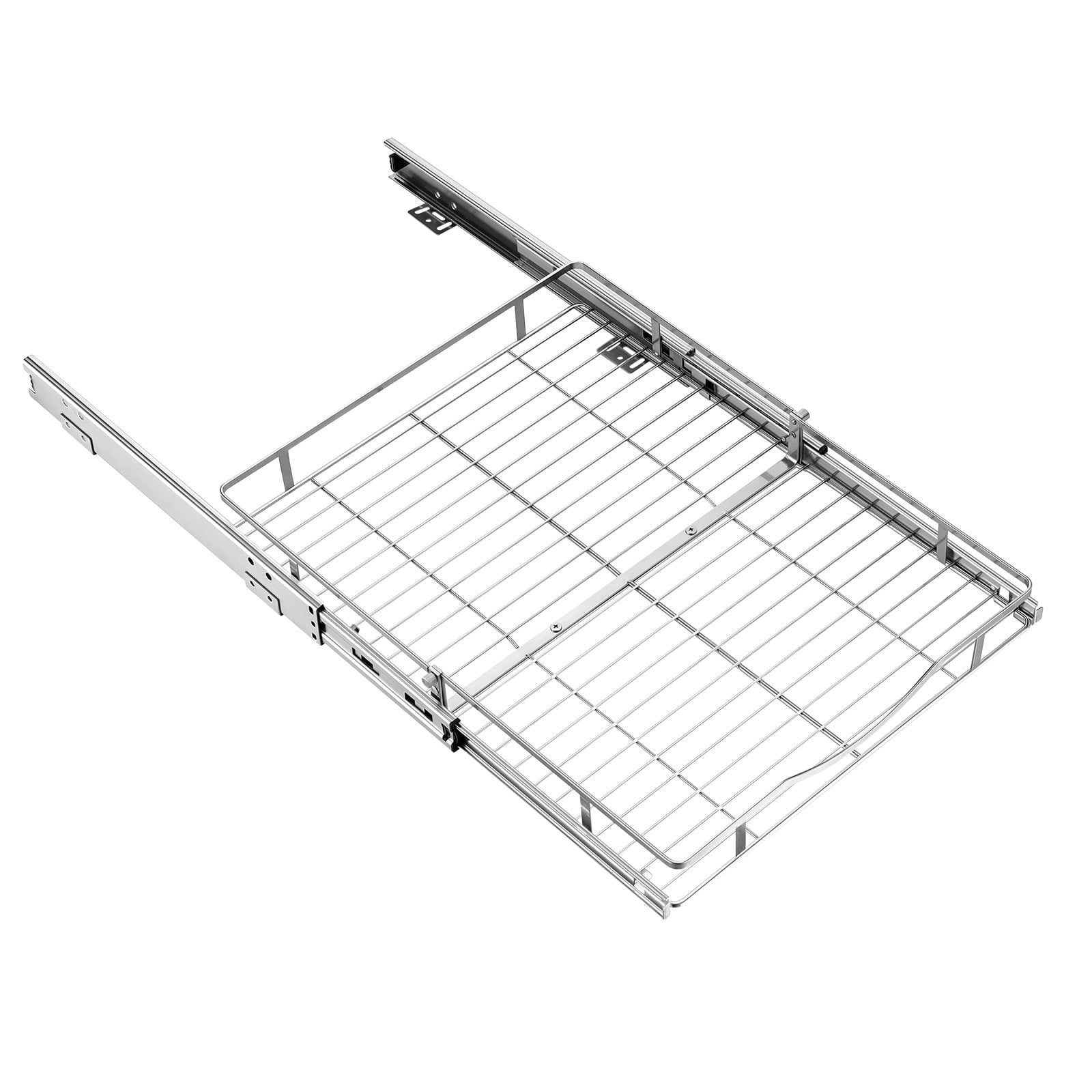 KFFKFF Pull-Out Cabinet Organizer 16.93"W x 21.06"D, Steel Sliding Drawers for Kitchen, Bathroom, Pantry, and Home Storage, Chrome-Plated Finish, Durable Sliding Shelves for Base Cabinets