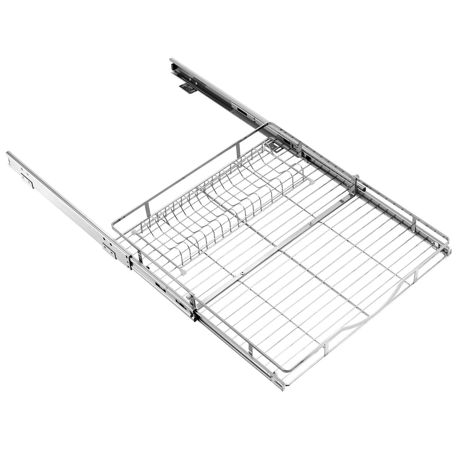 KFFKFF Pull-Out Cabinet Organizer 19.69"W x 21.06"D, Steel Sliding Drawers for Kitchen, Bathroom, Pantry, and Home Storage, Chrome-Plated Finish, Durable Sliding Shelves for Base Cabinets