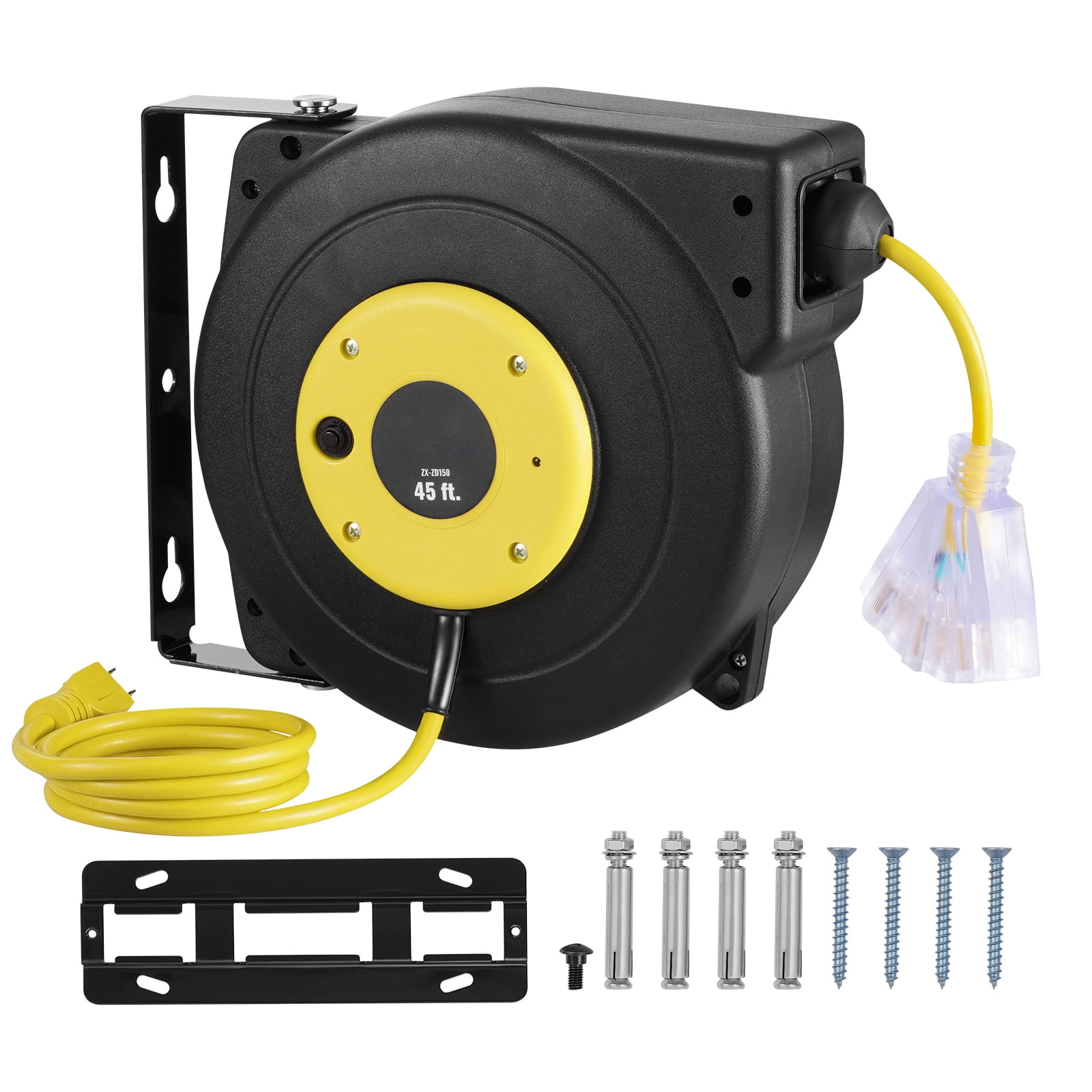 しょ 45 Ft Retractable Extension Cord Reel, 12 AWG/3C SJTOW Heavy