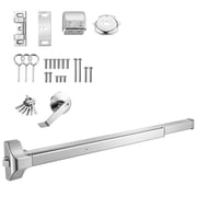 KFFKFF Push Bar Panic Exit Device, 41" Stainless Steel Commercial Emergency Door Hardware with Exterior Lever Handle and 6 Keys, Adjustable for 41"-61" Wood or Metal Doors, Silver