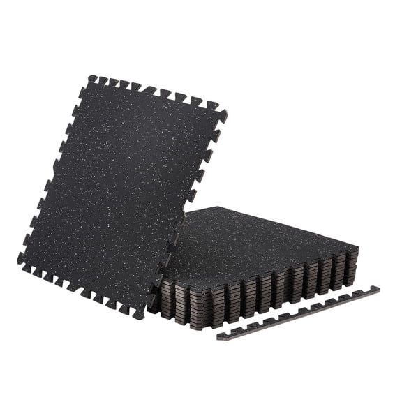 KFFKFF Puzzle Exercise Mat, 12 PCS Fitness Mats, 24 x 24 x 0.4 in, Durable EVA Foam Tiles, Interlocking Soft Flooring, Protective Padding with White Dots for Home Gym or Office